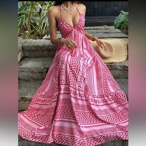 NEW - Pink Geometric Maxi Dress
